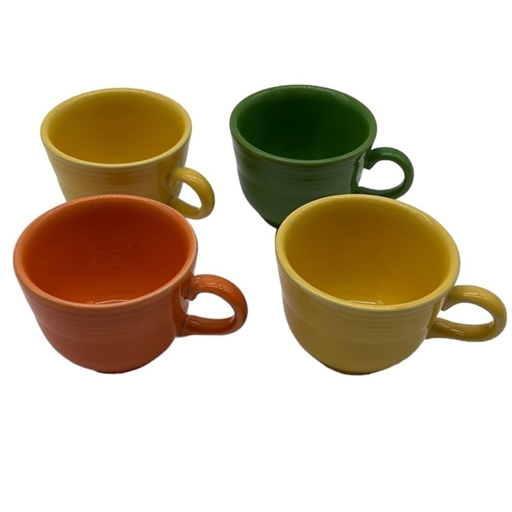 Lot of 4 Fiesta Multi Color Tea Cups 2 Marigold, Daffodil, Jade